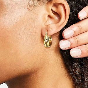 14K Gold CZ Paved Earring